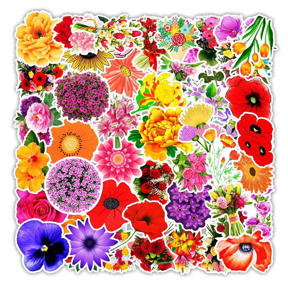

10/30/50PCS Plant Flower Graffiti Sticker Notebook Mobile Phone Refrigerator Motorcycle Helmet Decoration Sticker Wholesale