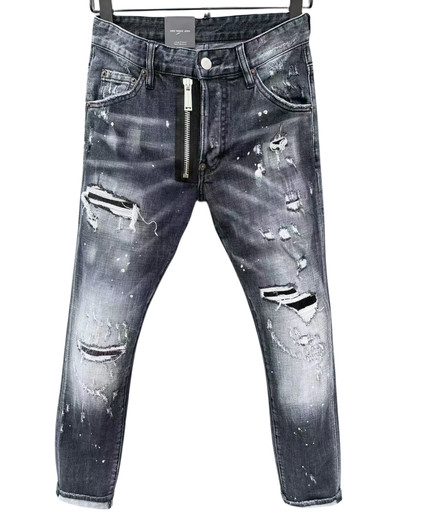 

2023 новые модные брендовые мужские джинсы с дырками и рисунком в стиле ретро мотоциклетные джинсы 051