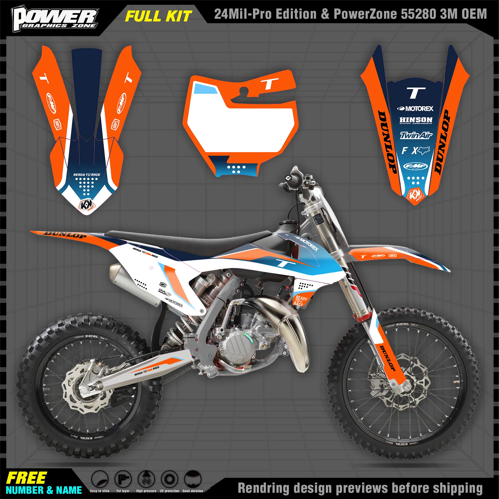 

Персонализированные графические фоны PowerZone Team, наклейки 3M, Набор наклеек для KTM SX85 85 2018 2019 2020 85cc 005