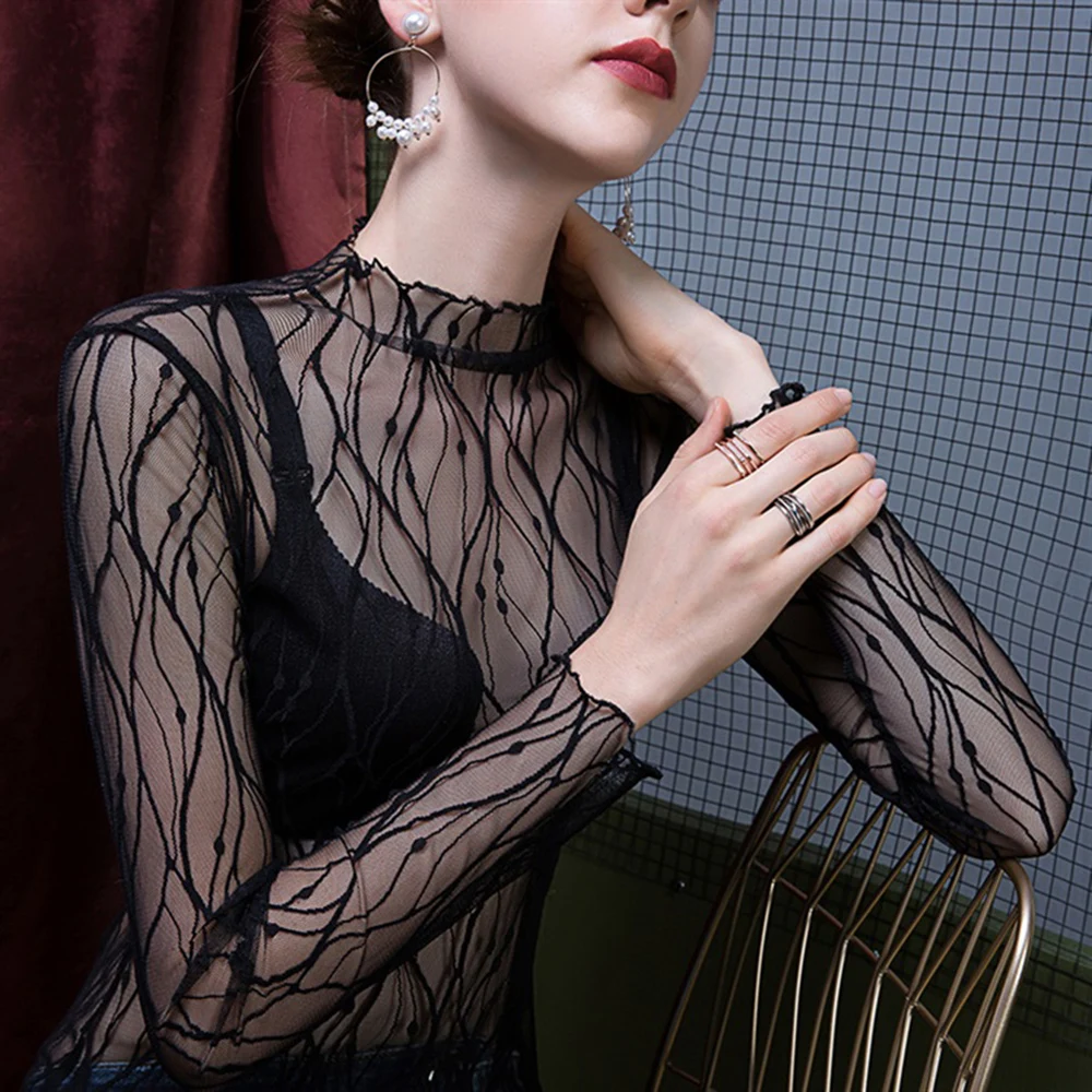 Черный сетчатый прозрачный топ для женщин сексуальный летняя солнцезащитная