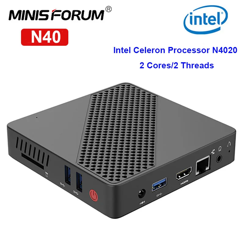 

MINIS FORUM N40 Mini PC Intel Celeron N4020 Dual Threads Windows 10 Pro Desktop Compute DDR4 4GB 64GB SSD Support HDMI VGA Port