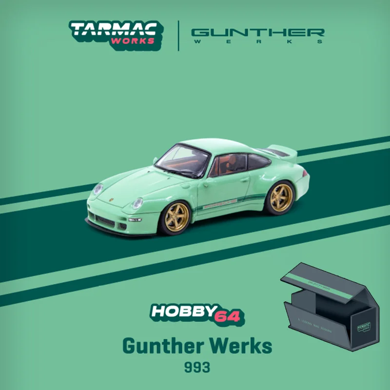 

Tarmac Works TW 1:64 Gunther Werks 993 Green Alloy Diorama Car Model Collection Miniature Carros Toys for children In Stock