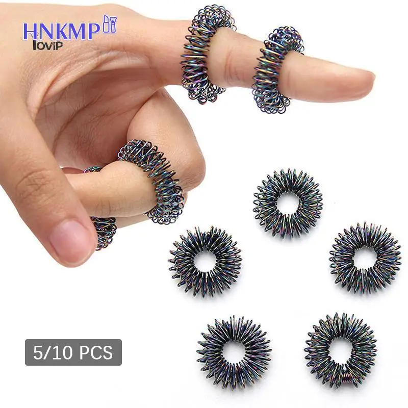 

5/10pcs/Set Stainless Steel Finger Massage Ring Acupuncture Ring Therapy Relax Hand Blood Circulation Pain Relief Health Care