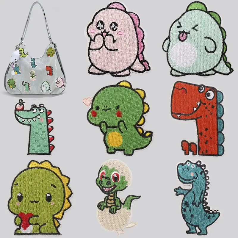 Утюг на заплатках для одежды зеленые динозавры наклейки одежду ткань шитья