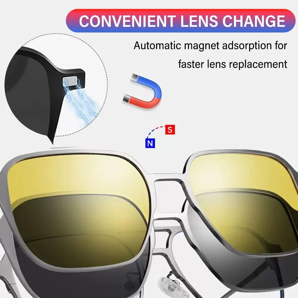 

Очки для компьютера, очки ночного видения, поляризованные очки 3 в 1, антибликовые очки с магнитным зажимом для солнцезащитных очков