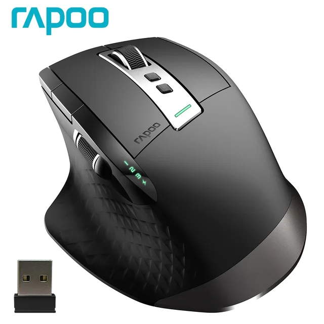 Rapoo MT750 Multi-mode Rechargeable Wireless Mouse Ergonomic 3200 DPI Bluetooth Mouse Easy-Switch Up to 4 Devices Gaming Mouse 1
