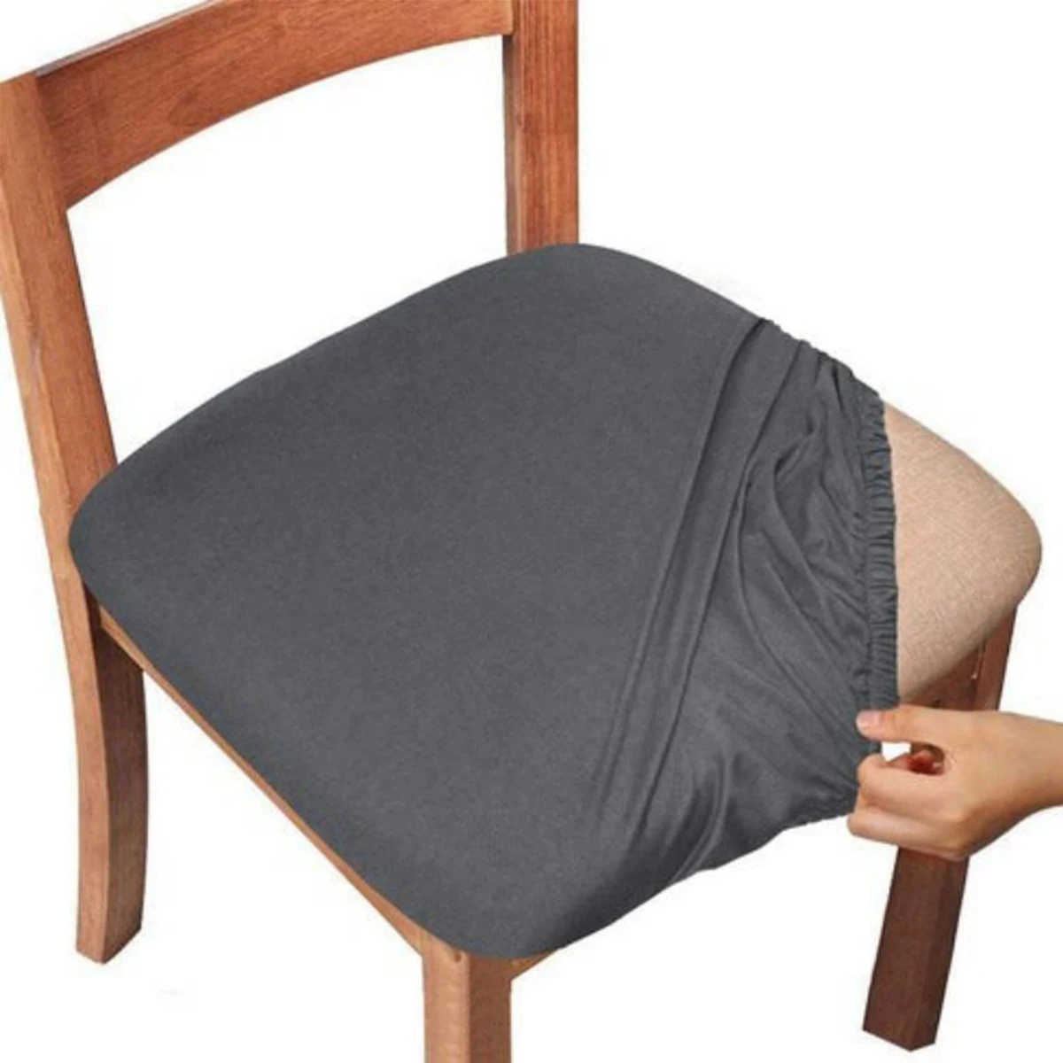 Эластичный чехол на стул с фартуком для обеденного стола. Удобная полиэфирная