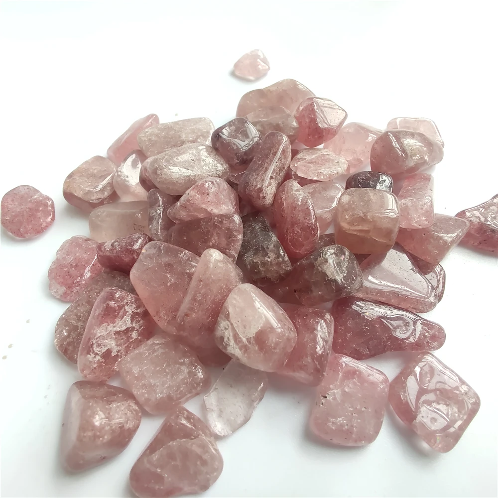 

Natural Polished Strawberry Quartz Tumbled Gemstones Crystal Gravel Stone for Home Decor Mineral Specimen Chakra Reiki Healing