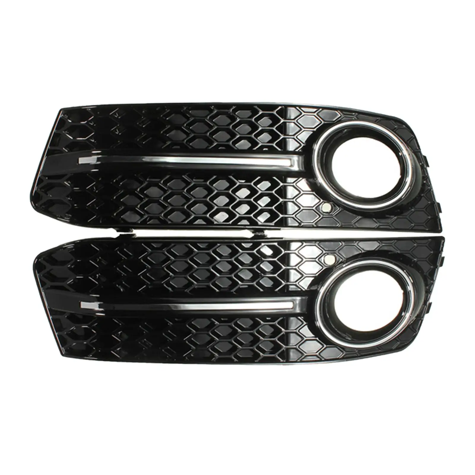

2x Light Cover Grille 8K0807681 Left Right Honeycomb Glossy Black for A4 B8 Replacement Durable