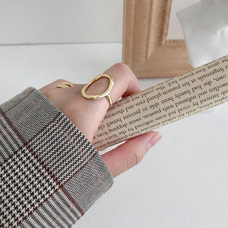 

Женские Асимметричные Открытые Кольца серебряного цвета, модные простые геометрические ювелирные изделия для пар, подарки