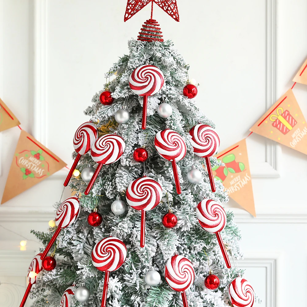 

4pcs/Set Electroplated Painted Lollipop Candy Hanging Ornaments Home Decoration Christmas New Year Party Navidad 2024