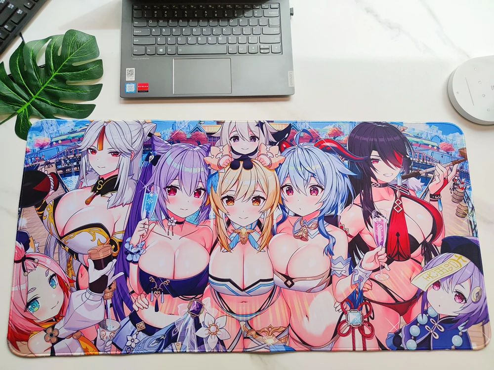 Большой коврик для мыши с аниме L XL Xxl Kawaii Привлекательный Игровой Коврик Genshin Impact