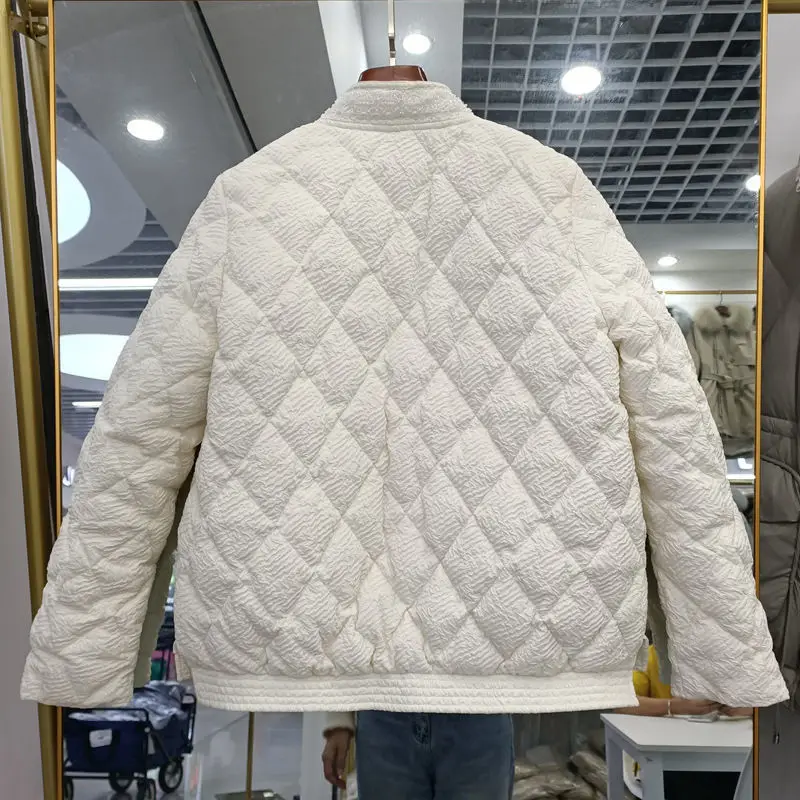 Women White Duck Down Jacket Autumn Winter Outwear Casual V-collar Coat Korean Style Down New 2023 Folds Down Coats Ladies M41
