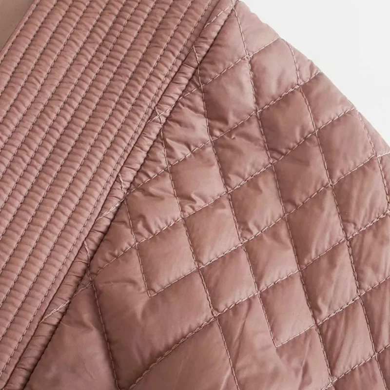 Women's Solid Color Oversized Parka Coat for Fall/winter 2022 V-neck Retro Check Button Pocket Women's Warm Elegant Jacket