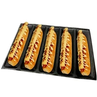 dropshipping5 cavity roll pan silicone mold baguettes form french bread non stick baguettes baking pan tool