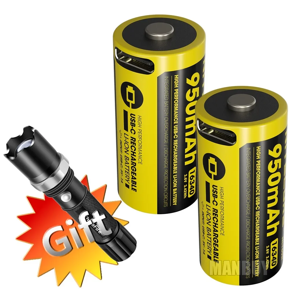 Оригинальный Аккумуляторный литий-ионный аккумулятор Nitecore NL169R 950 мАч 3 6 В 16340 Вт-ч