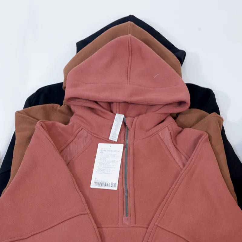 Lulu Winter Oversized Cropped Hoodies Relaxed Fit Sweatshirt Waist Length Sweater Yoga Wear for Women Define Jackets Coat