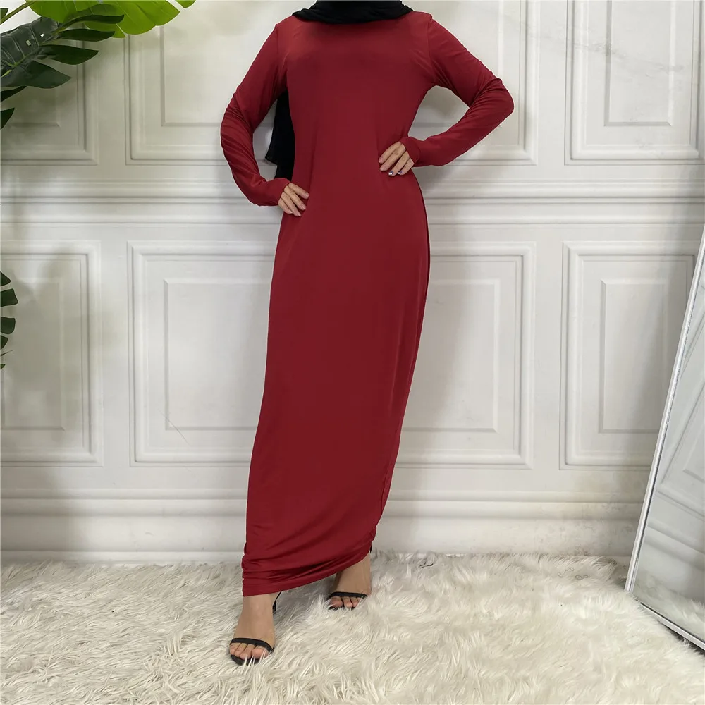 Muslim Dress Abaya for Women Solid Color Long Sleeve Hijab Dresses Middle East Turkey Arabic Dubai Islamic Clothes