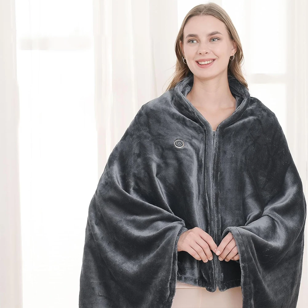 Носимое электрическое одеяло с подогревом шаль 3 уровня нагрева USB-одеяло