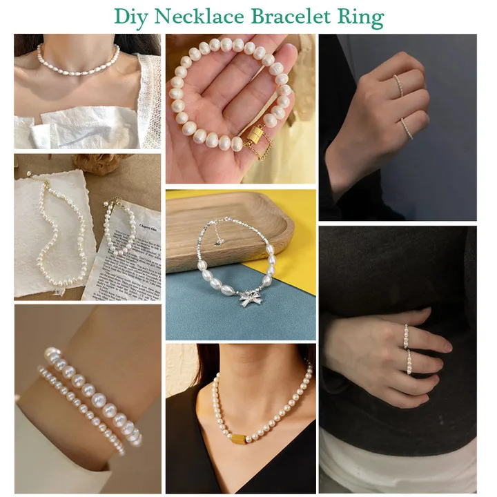 Grade AAA Freshwater Natural Pearl Beads White Rice Shap Bead for DIY Jewelry Making Bracelet Necklace Accessories Loose Beads