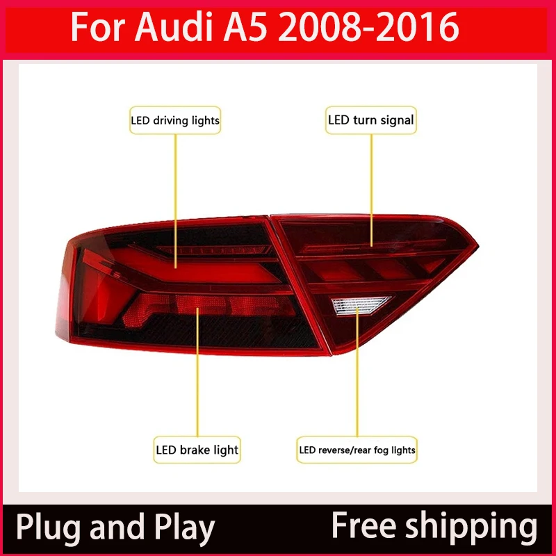 Задние фонари автомобиля Audi A5 2008-2016 Светодиодные задние дневные ходовые огни