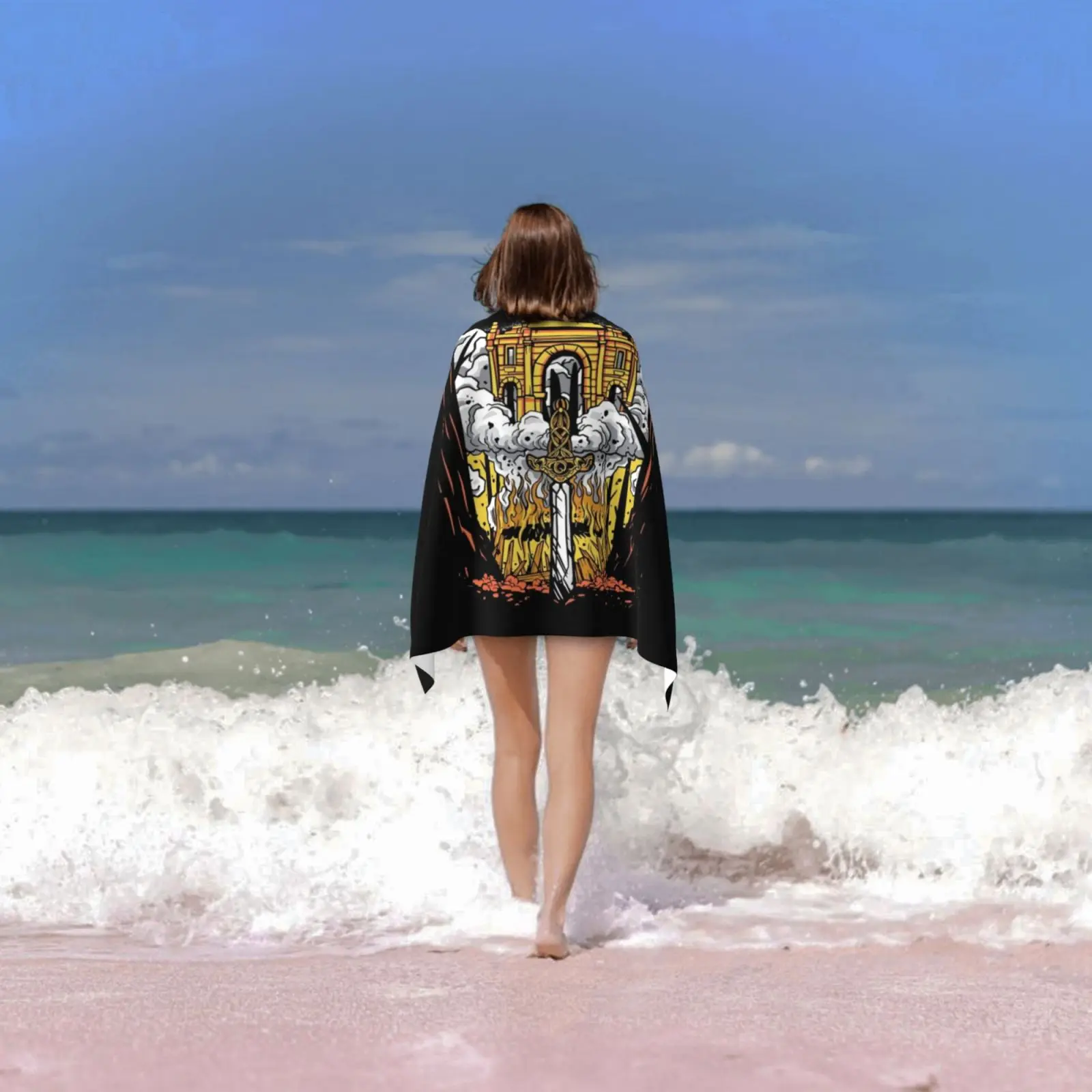 Полотенце Пляжное быстросохнущее в скандинавском стиле |