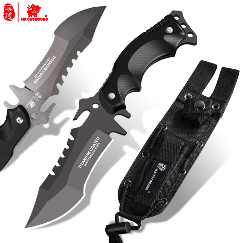 

HX OUTDOORS Trident outdoor knife outdoor knife tactics high hardness straight knife wilderness survival self-defense knife