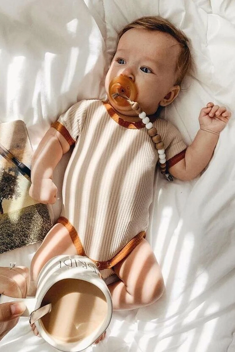 

AustinBella/Boutique Fashion Boy Girl Summer Baby Clothes Smocked Ribbed Cotton Clothing Short Sleeve Rompers Jumpsuit Bodysuit