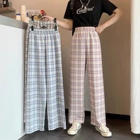 lucyever women casual loose plaid pants 2022 summer new high waisted straight pants woman fashion streetwear wide leg trousers