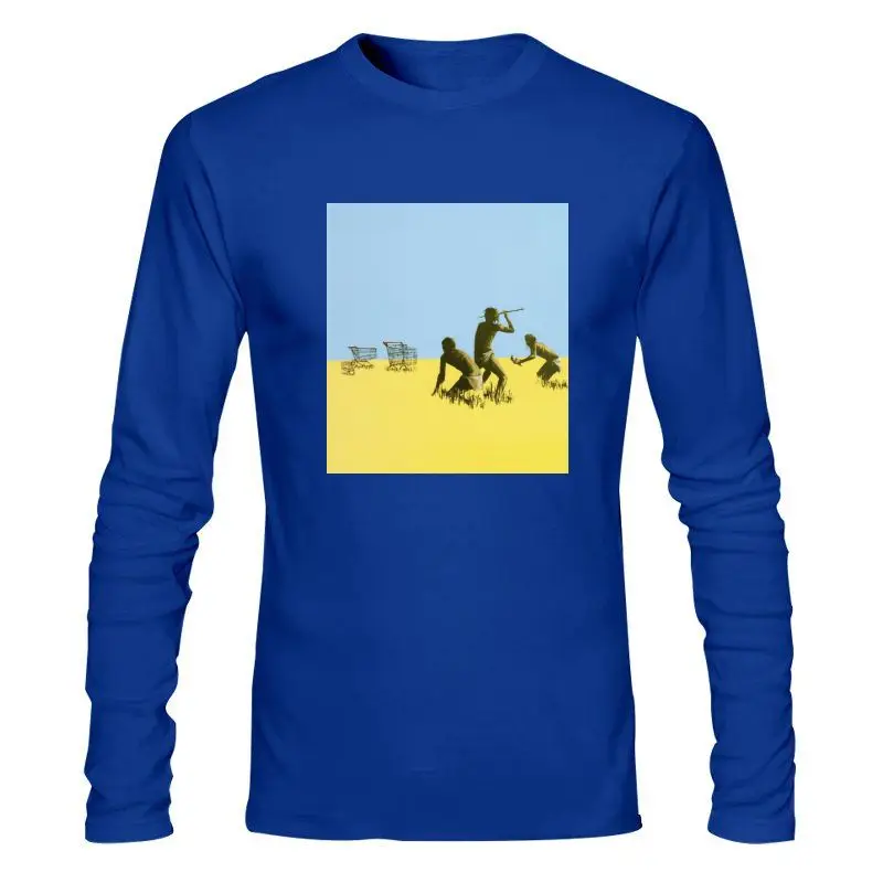 

Мужская одежда, новая мода, 100% хлопок, мужские рубашки, Бэнкси, тележка, Охотничья, городское искусство, искусство, белый дизайн, ваши собстве...