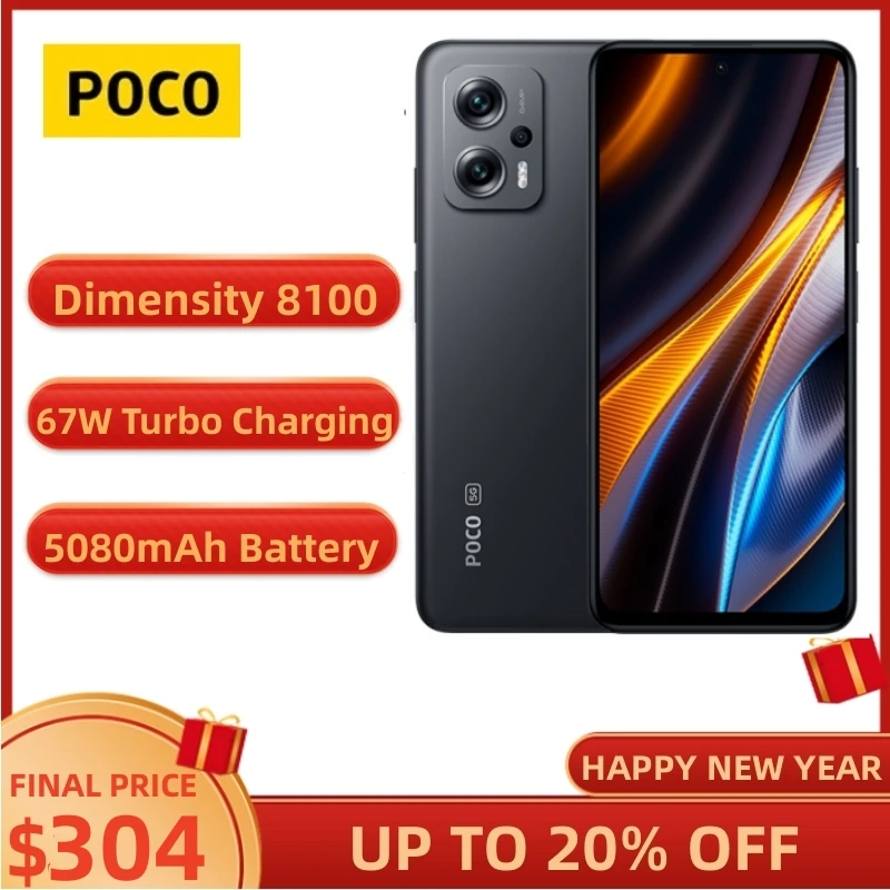

Global Version POCO X4 GT Smartphone Dimensity 8100 Octa Core 144Hz DotDisplay 67W Turbo Charging 64MP Camera 5080mAh Battery