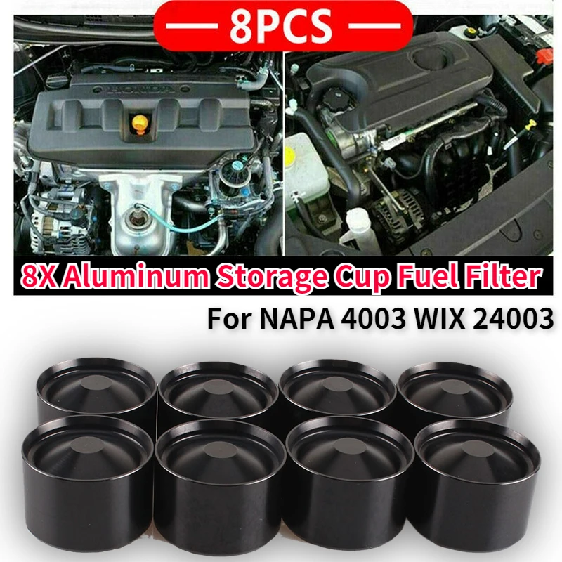 

8 X Aluminum Storage Cup Fuel Filter For NAPA 4003 WIX 24003 OD 1.797" ID 1.57" Black/Red/Silver