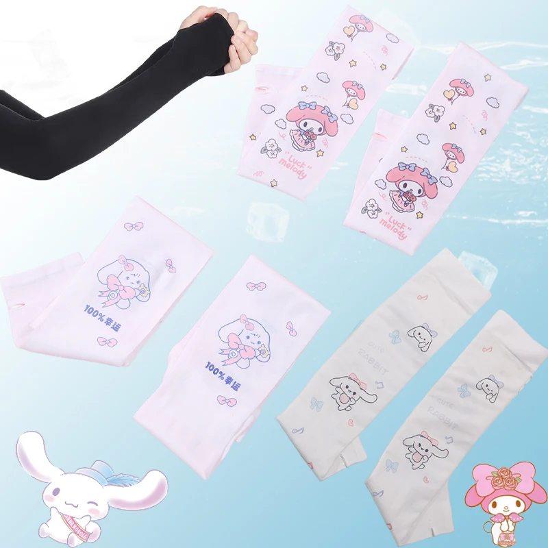 

Kawaii Sanrio Kuromi Ice Silk Sleeve Anime My Melody Cinnamoroll Summer Breathable Cool Quick Drying Elasticity Cute Arm Sleeves