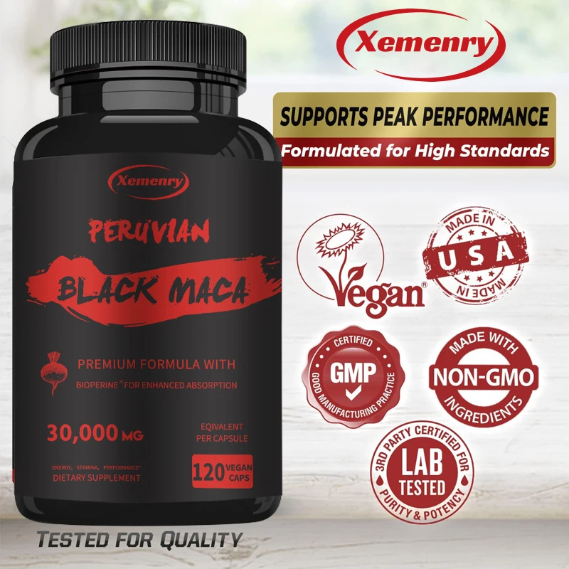 

Maximum Strength Black Maca Root - 30,000 Mg - Gelatin Maca Root Extract From Peru - Supports Health and Energy Natural Capsules