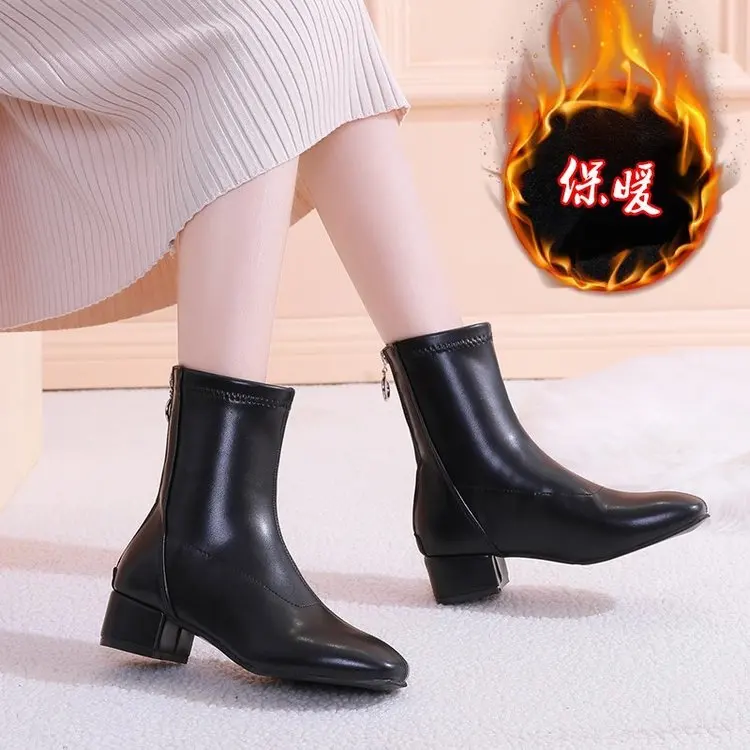 

Женские сапоги, сапоги на толстом высоком каблуке, Роскошные бренды, короткие ботинки tabby, зима 2022