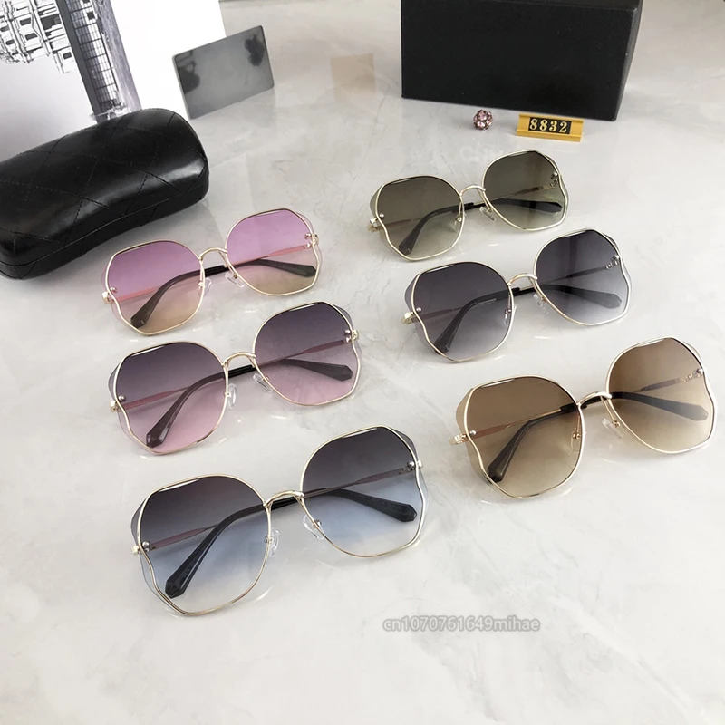 

Thickened HD Gradient Color Spectacle Lens Metal Frame Men Women Sunglasses 2022 Luxury Brand Driving Holiday Sunglasses 8832