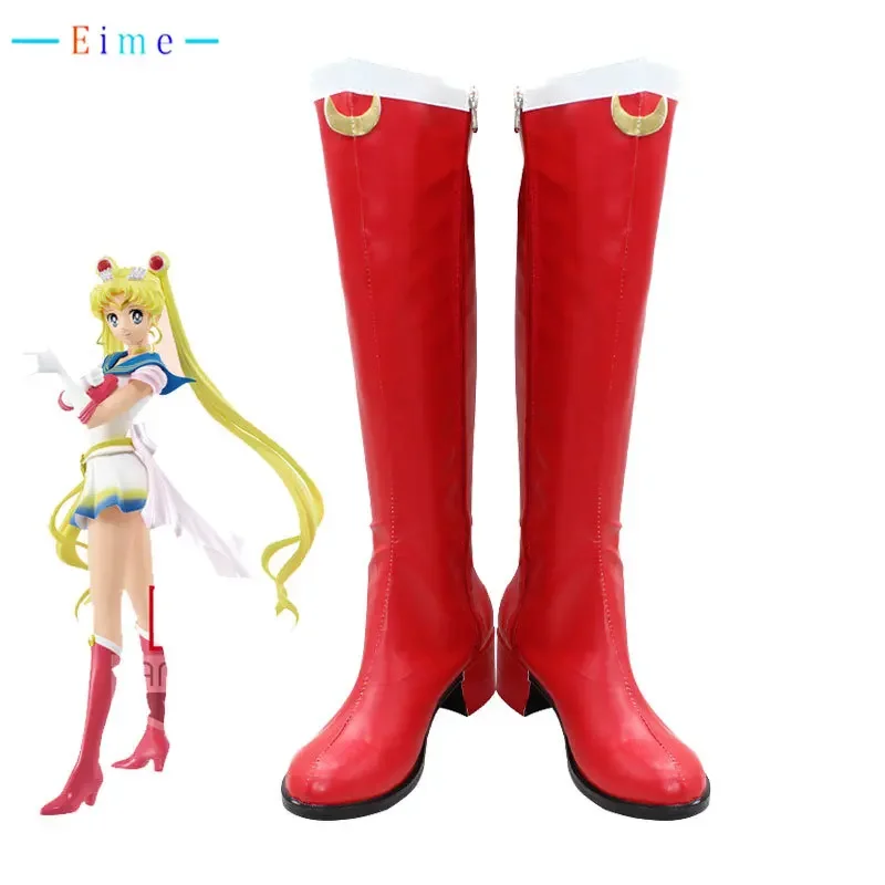 Цукино Усаги обувь для косплея красные туфли из искусственной кожи Хэллоуин