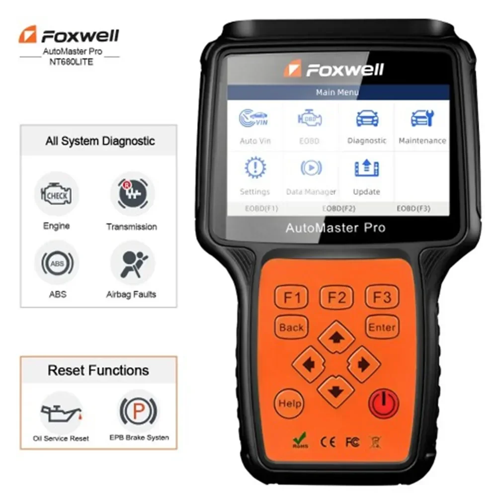 Диагностика OBDII Foxwell NT680 Pro / Lite/NT680 для всей системы с обновлением специальных