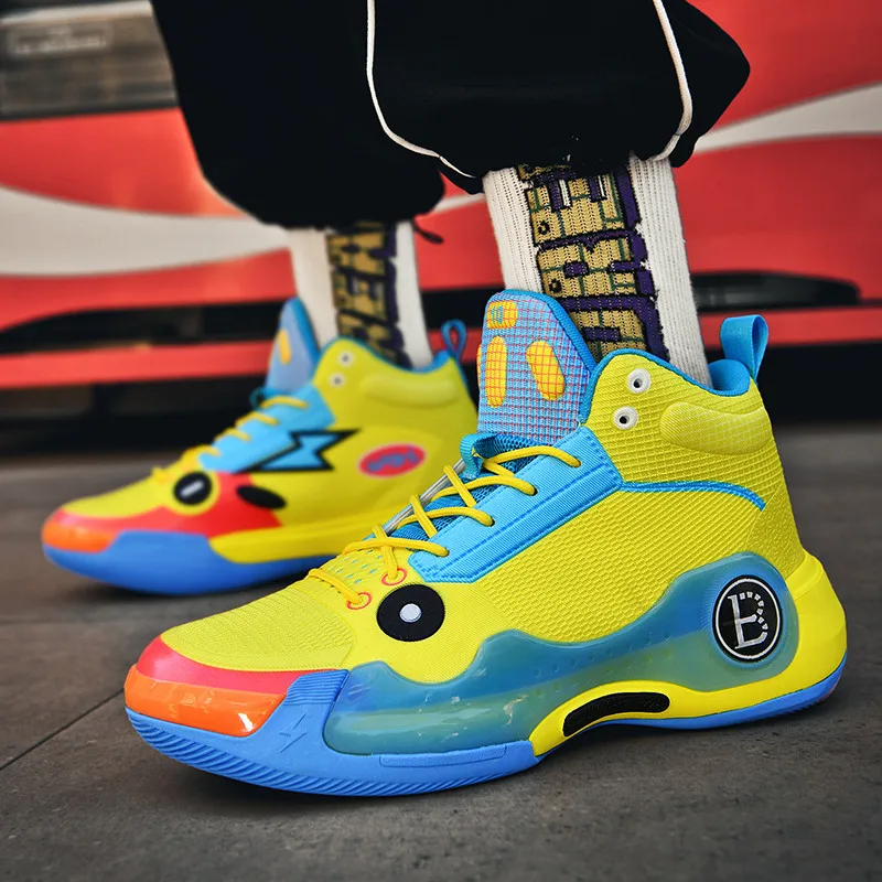 Trendy High-top Basketball Shoes For Men Breathable Cushion Durable Sport Shoes Women Platform Trainer Basketball Sneakers Men