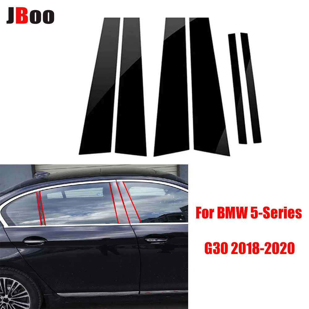 Car Door Window B C Column Pillar Post Decal Pre-Cut Cover Sticker for BMW 5-Series G30 2018 2019 2020 Exterior Decoration Black