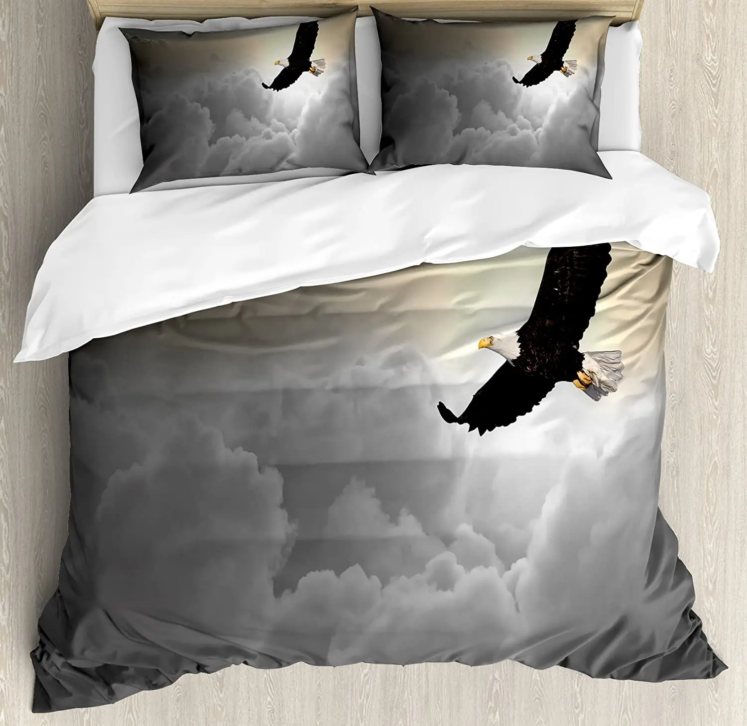 

Eagle Bedding Set For Bedroom Bed Home Majestic Creature Flying above Clouds Liberty Democ Duvet Cover Quilt Cover Pillowcase