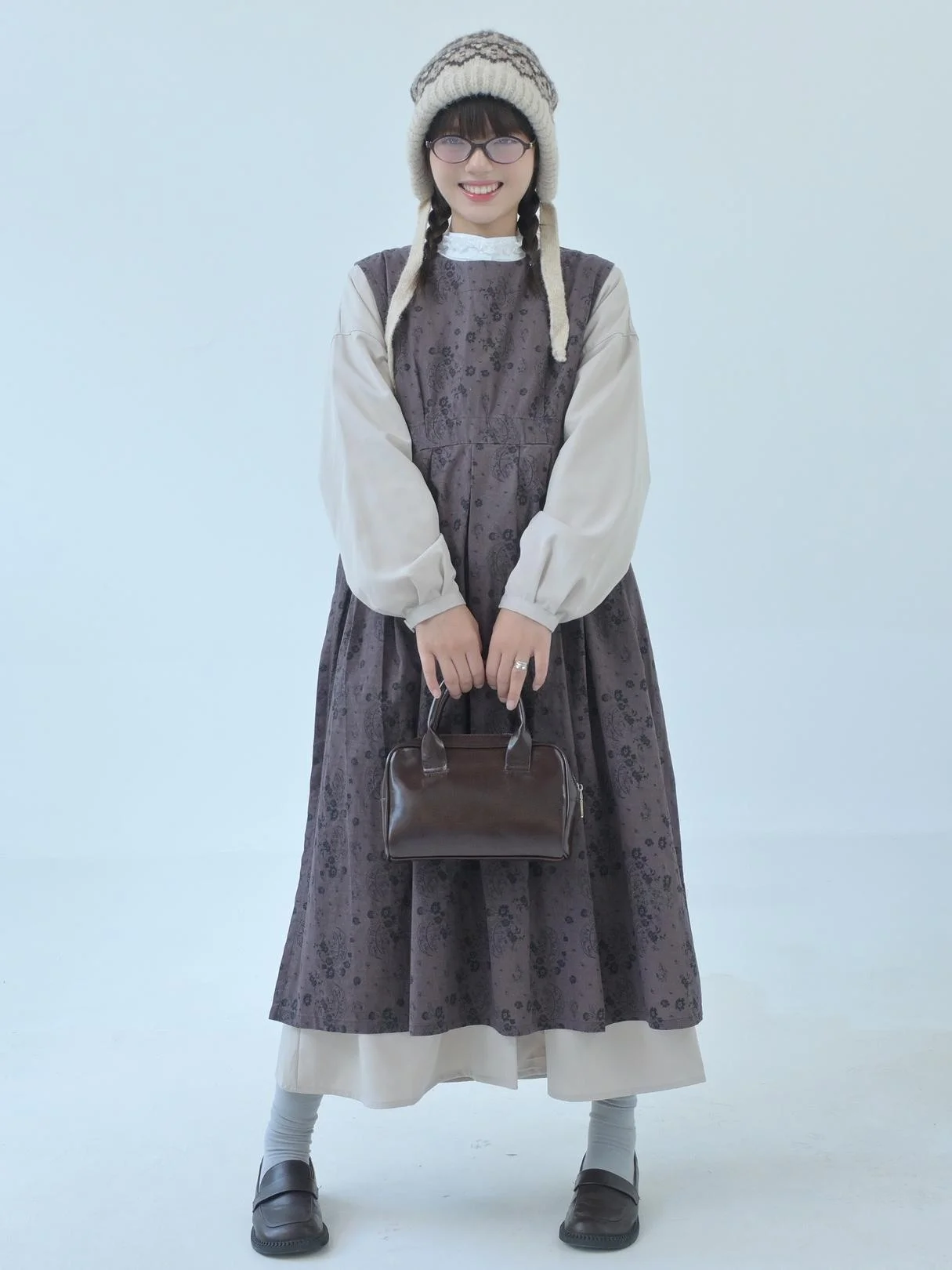 Japan fashion [Chic Double Purpose] Pure Cotton Floral Retro Pleated Stacked Vest Dress Cover up