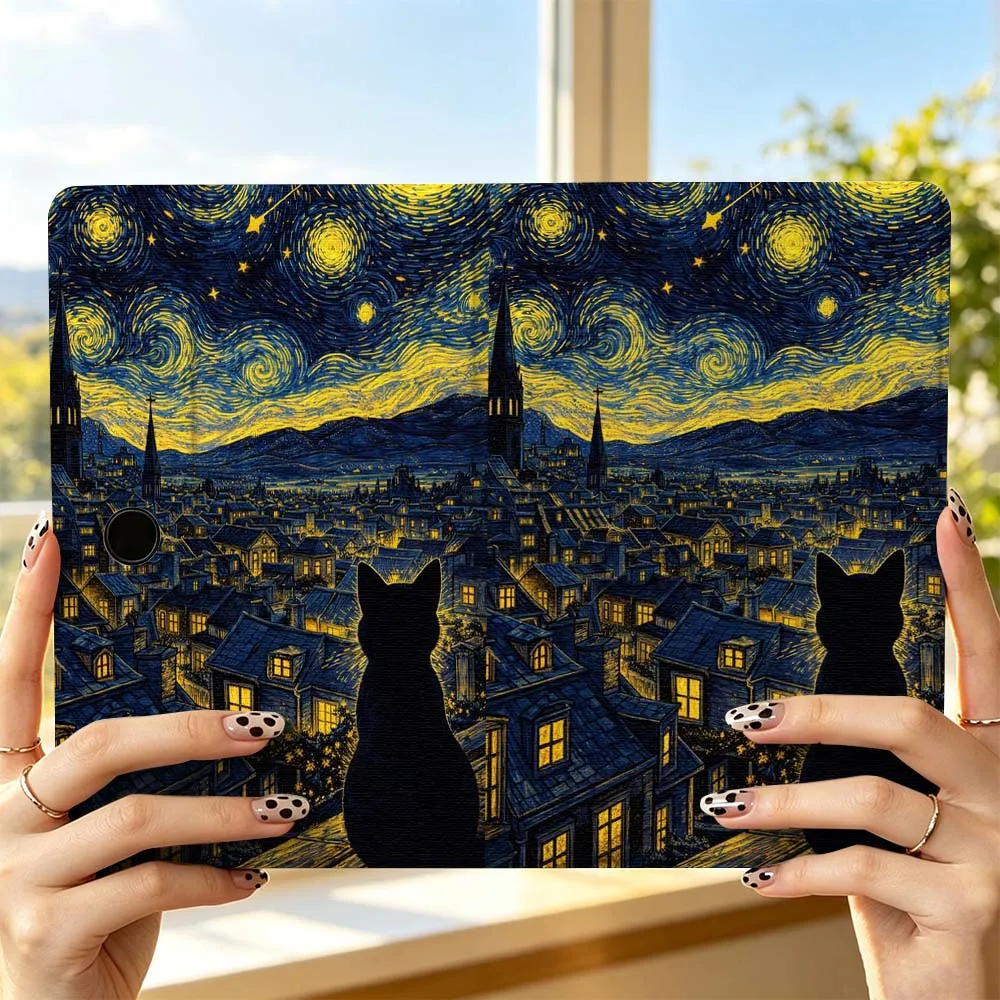 Фото Чехол для планшета Cat Starry Night для OPPO VIVO IQOO OnePlus Realme Pad 3 Pro 13 12.1 11.61 11.4 10.36 11 дюймов, мягкий №5
