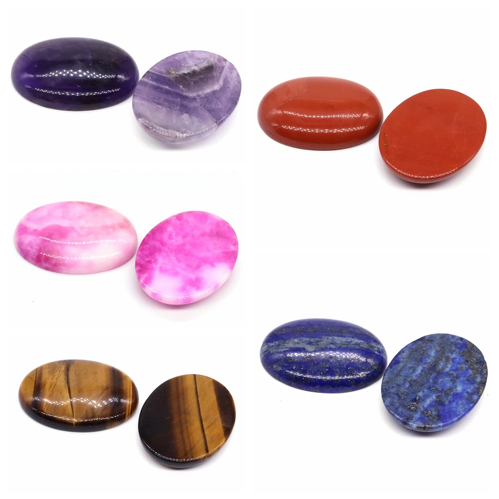 

30x40mm Natural Stone Cabochon CAB Oval Beads Agate Tiger Eye Amethyst for DIY Jewelry Making Ring Necklace Pendant Accessories