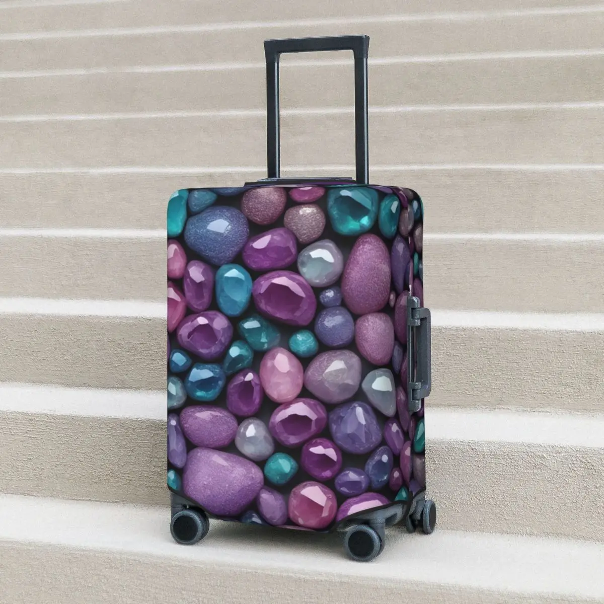 

Colorful Stones Graphic Suitcase Cover Pebbles Nature Cruise Trip Protection Flight Strectch Luggage Accesories