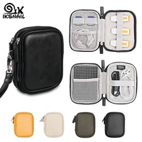 iksnail earphone cable storage bags headphone usb data cable organizer for airpods charger devices travel double layer bags