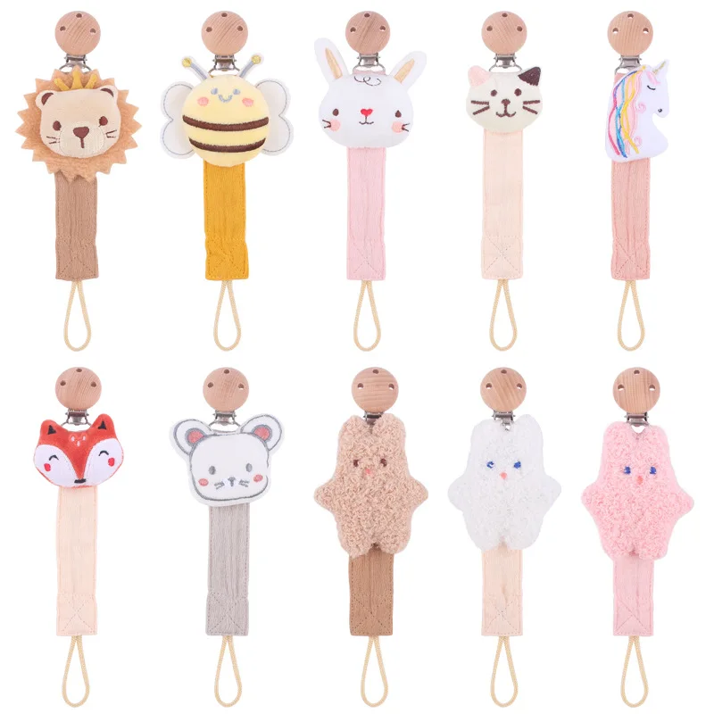 

Animal Baby Pacifier Clip Pacifier Anti-lost Chain Dummy Clip Nipple Holder Cotton Children Pacifier Soother Holder Toddler Toys