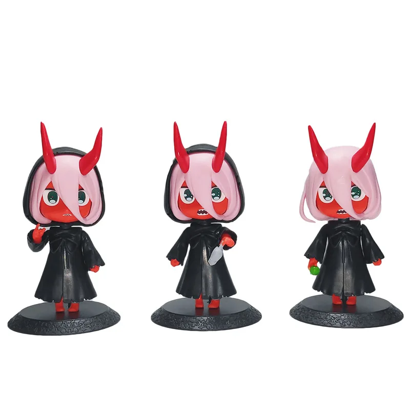 

3pcs/set 10cm DARLING in the FRANXX Zero Two CODE: 002 PVC Action Figure Collectible Q Version Toys