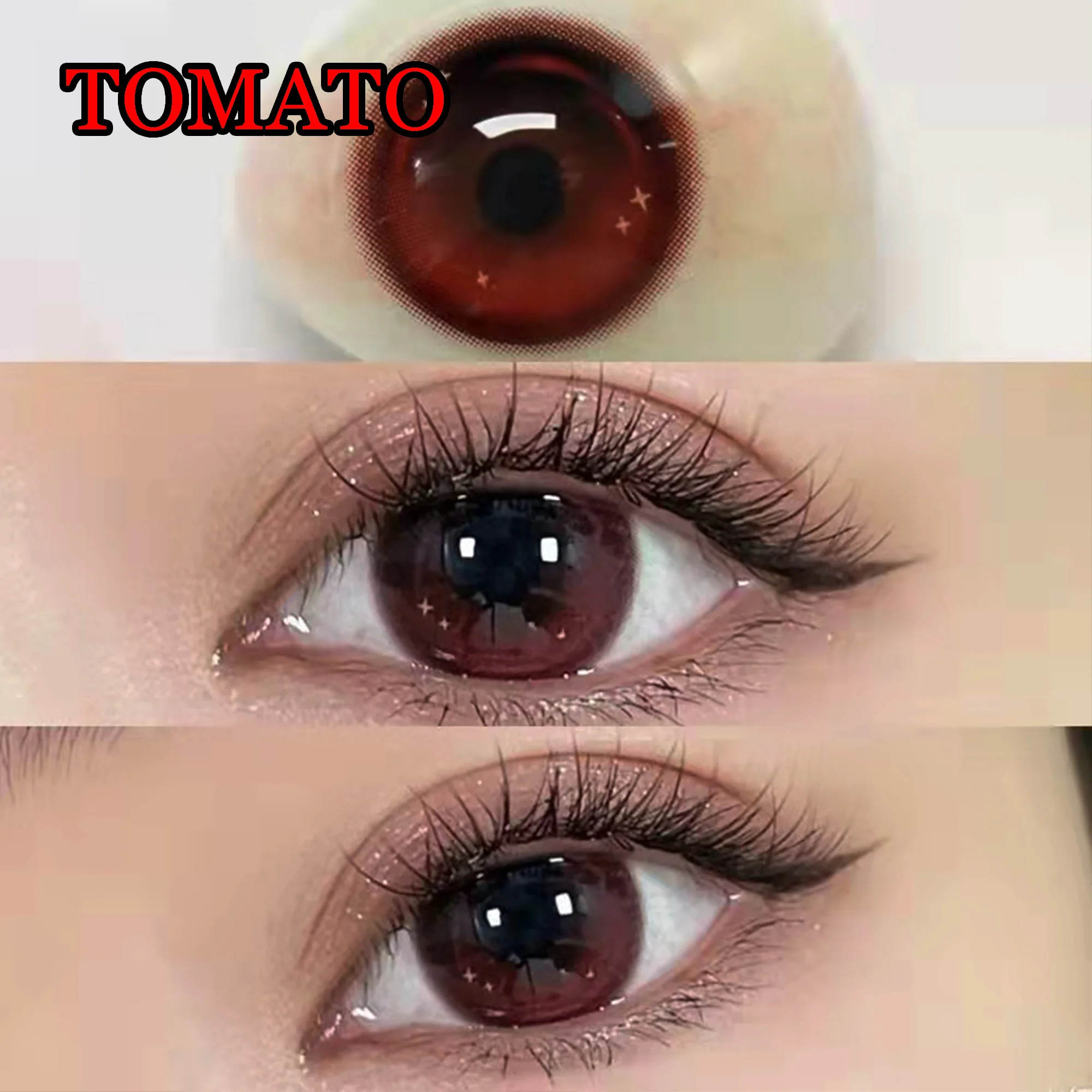 

(Бесплатный чехол для объектива) контактные линзы с блестками аниме 14,50 мм в коробке цветные косметические аксессуары для очков томатный кр...