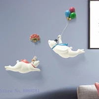 creative wall hanging resin cartoon animal cute balloon polar bear clouds bear family wall pendant childrens room decoratio